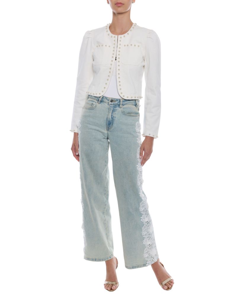 Emilie Pearl Denim Jacket Chalk