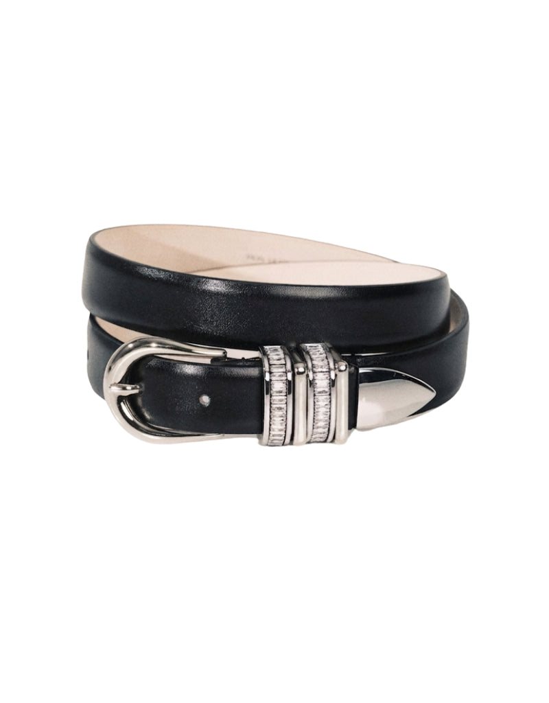 Crystal Hollyhock Belt Black Silver