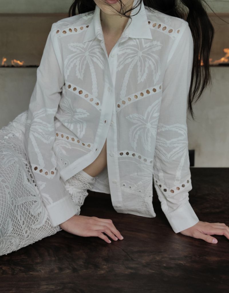 Bohemian Palms EX BF Shirt White Su26
