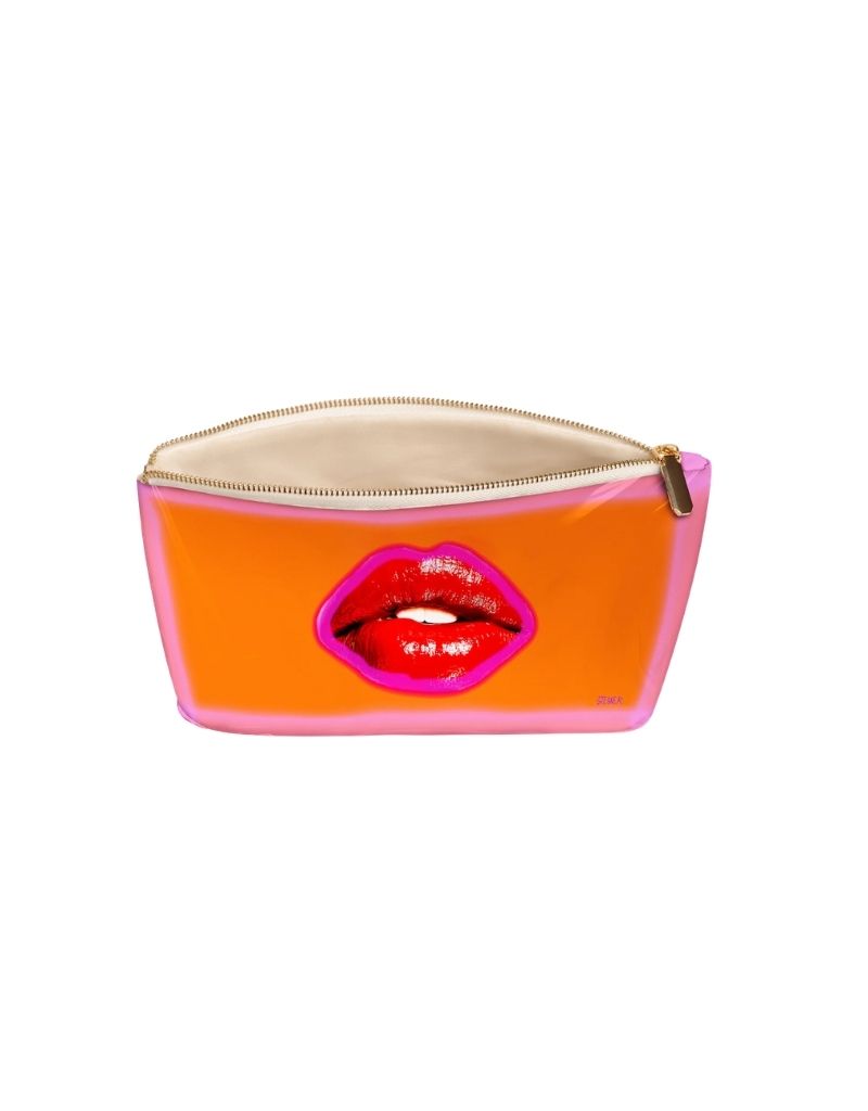 Tangerine Velvet Kiss Medium Makeup Bag Travel Case