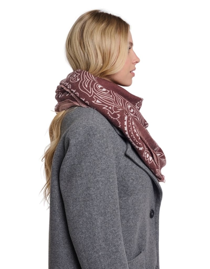Odiana Big Square Print Scarf Sangria Paisley F26