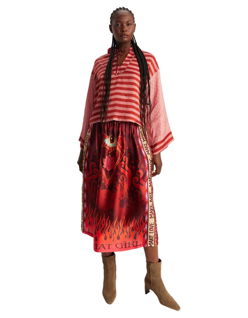 Vanessa Midi Skirt Red Aura