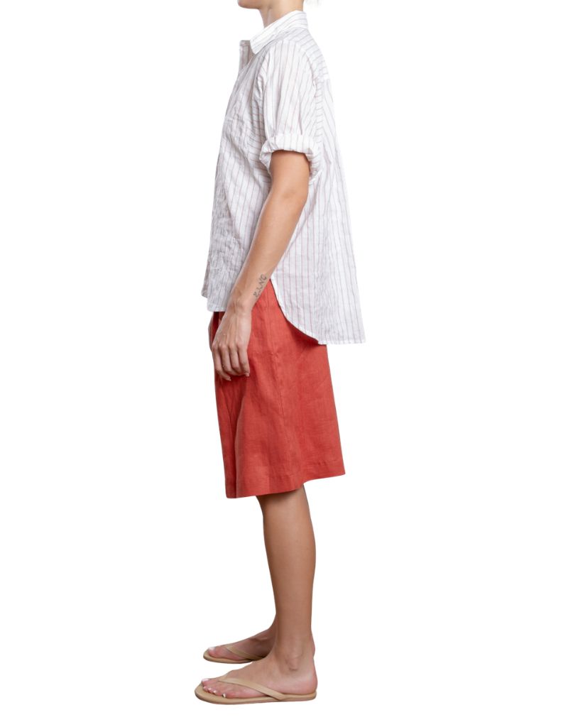 Inez Short in French Linen Persimmon