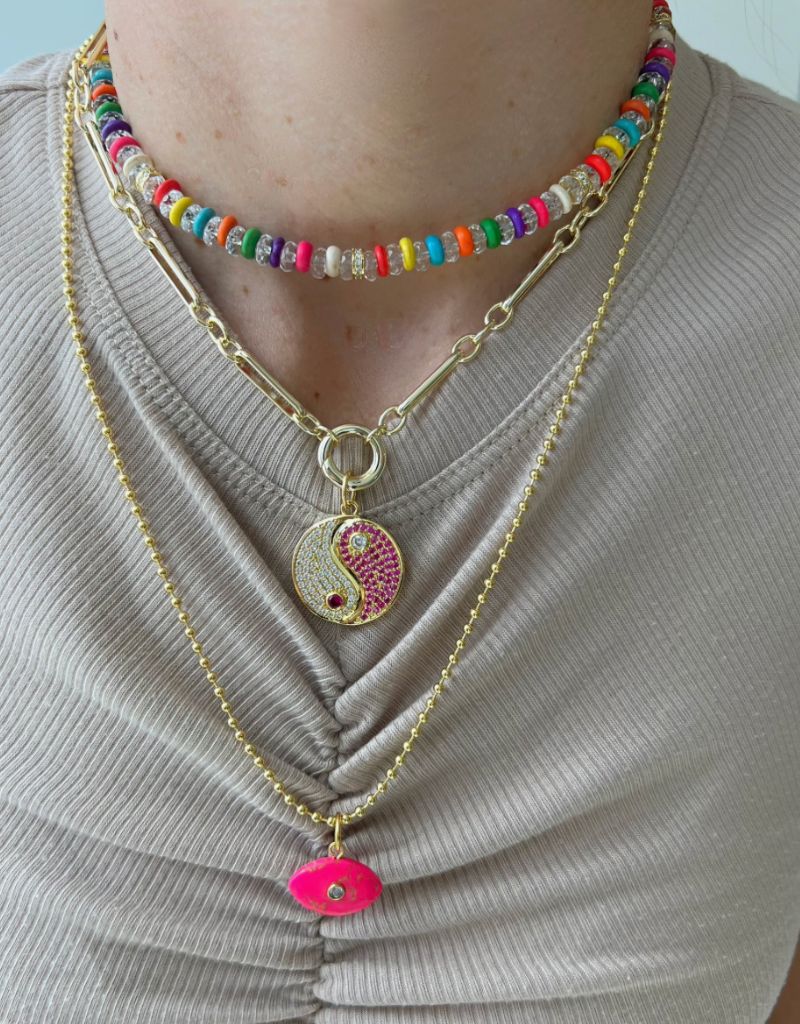 Fancy Link Push Clasp Necklace Gold