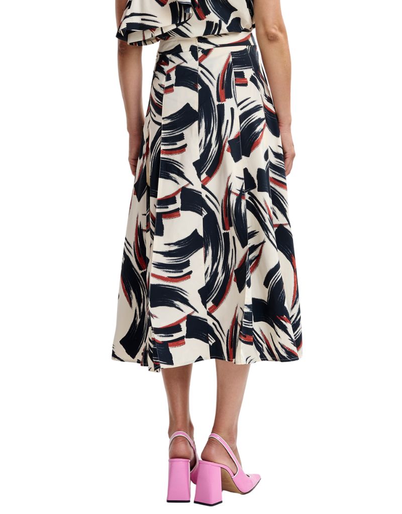 Jaelyn Deep Pleat Midi Skirt Combo Burned Red