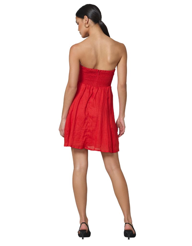 Talia Linen Mini Dress Rouge