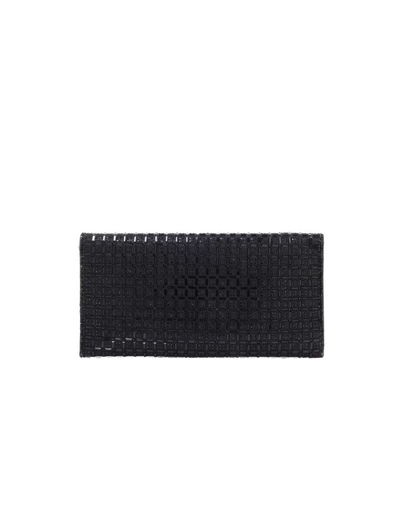 Gemstone Flap Clutch with Detachable Chain Strap SRB-E4081 Black