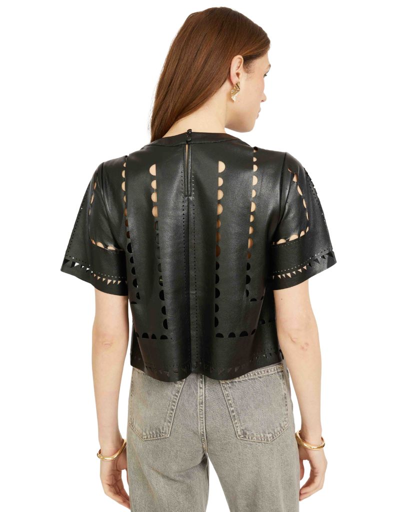 Anisa Top in Black Vegan Leather