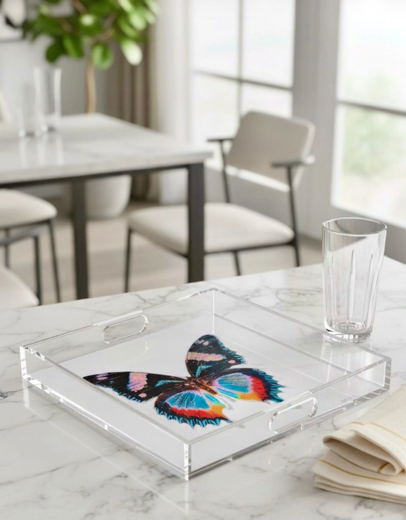 Pearl Papillon Acrylic Square 14" Tray