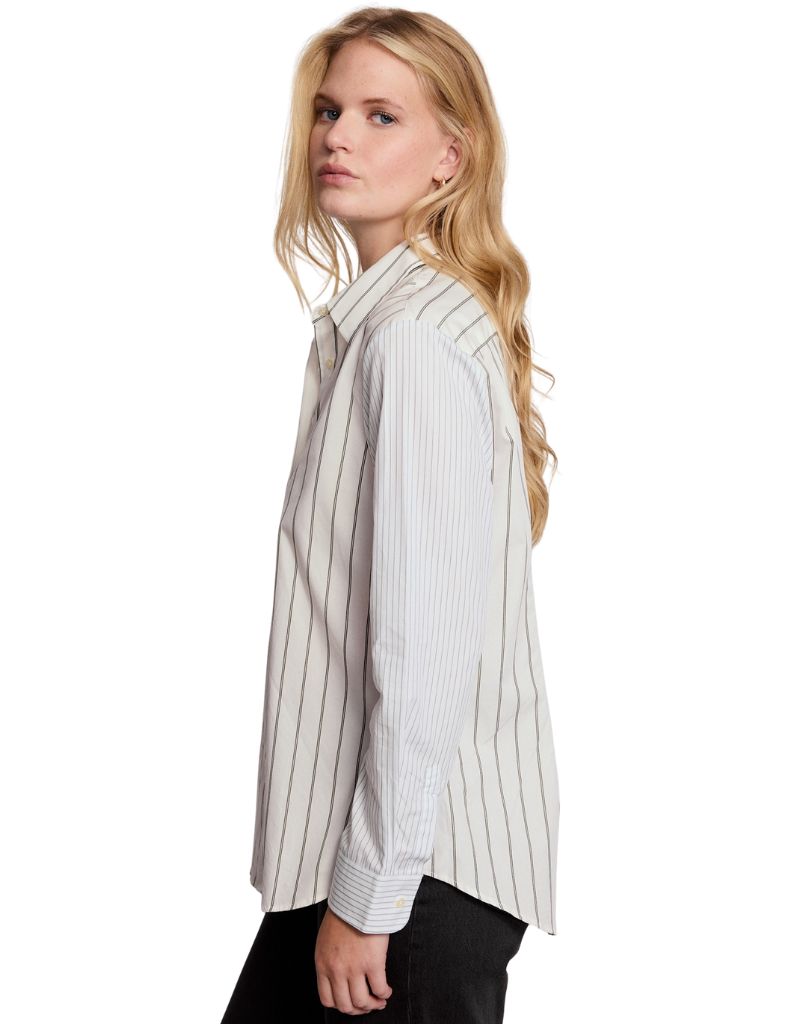 The Boyfriend Shirt Cream Olive Stripes