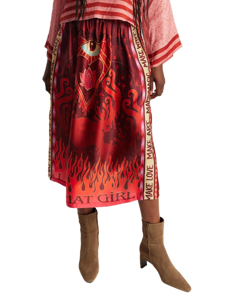 Vanessa Midi Skirt Red Aura