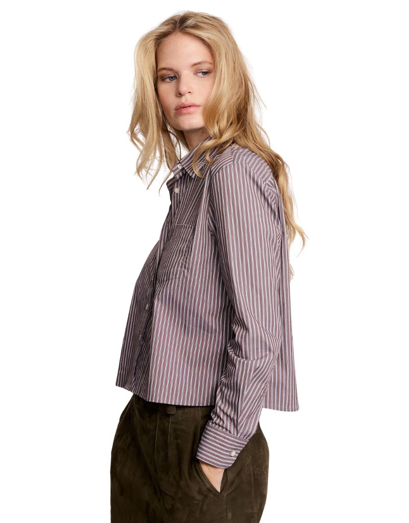 The LS Boxy Crop Brown White Stripe