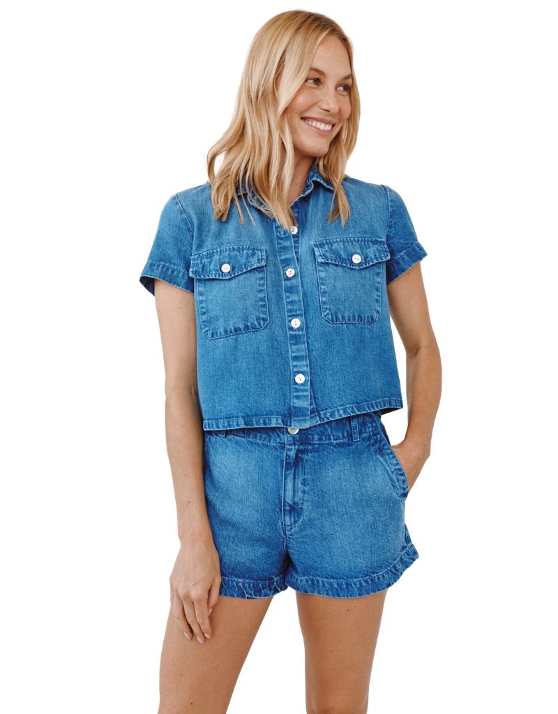 Short Sleeve Flap Pocket Shirt Spring Horizon Wash