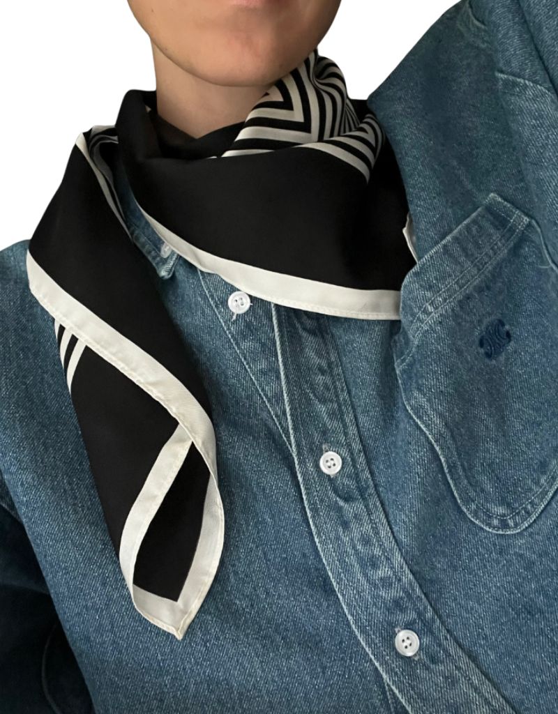 No. 2 Black and Cream Scarf 90cm