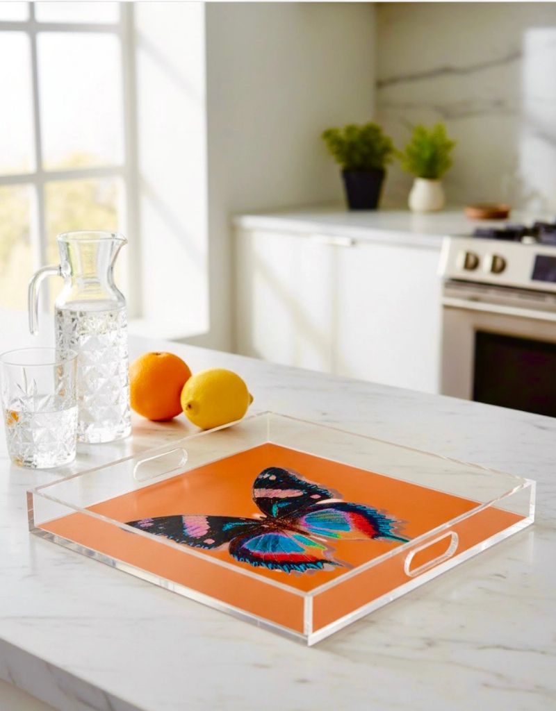 Mandarin Papillon Acrylic Square 14" Tray