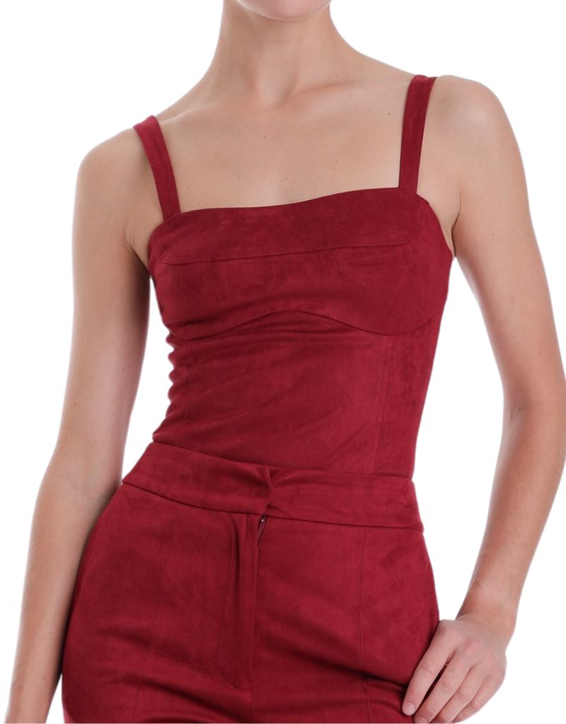 Veronica Suede Bodysuit Garnet