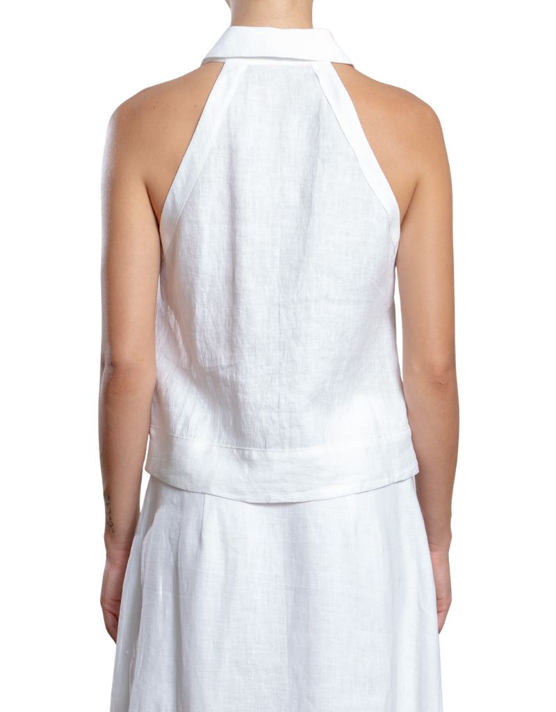 Atlas Halter in French Linen White