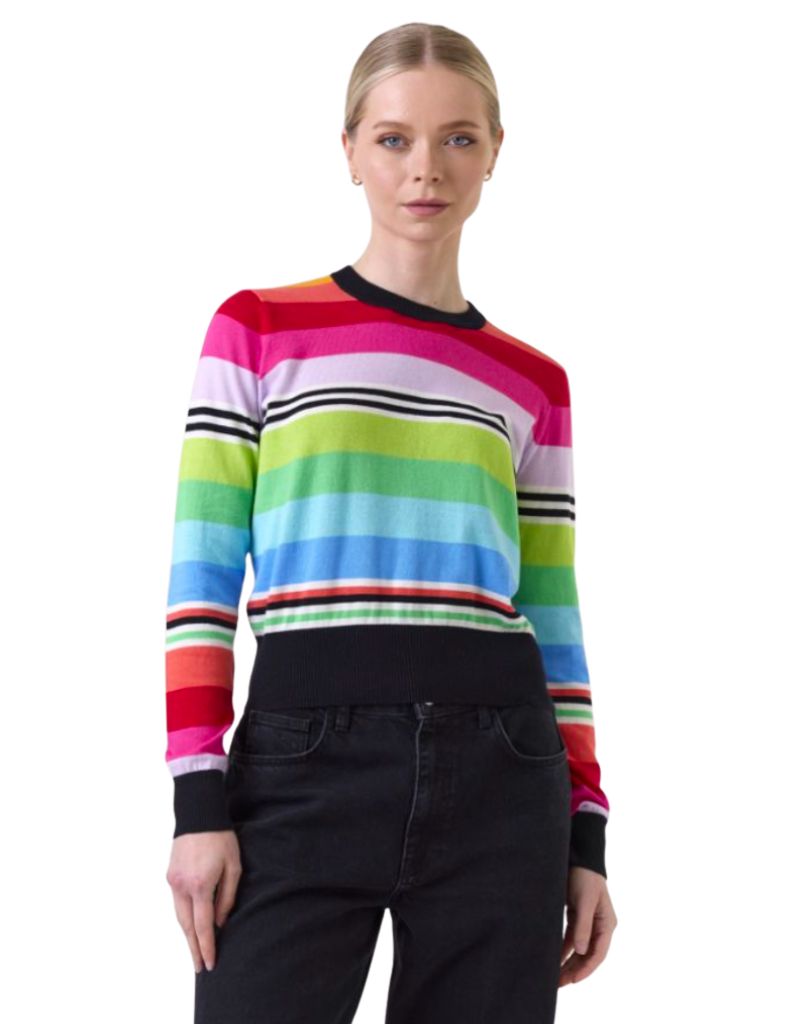 Wispr Ivy Striped Crew Black with Rainbow