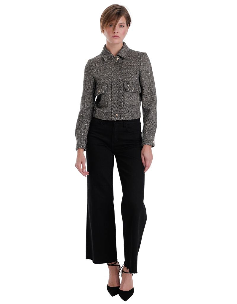 Clara Cropped Jacket Sequin Tweet