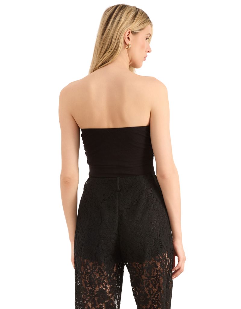 Livvy Strapless Rib Knit Bodysuit Black