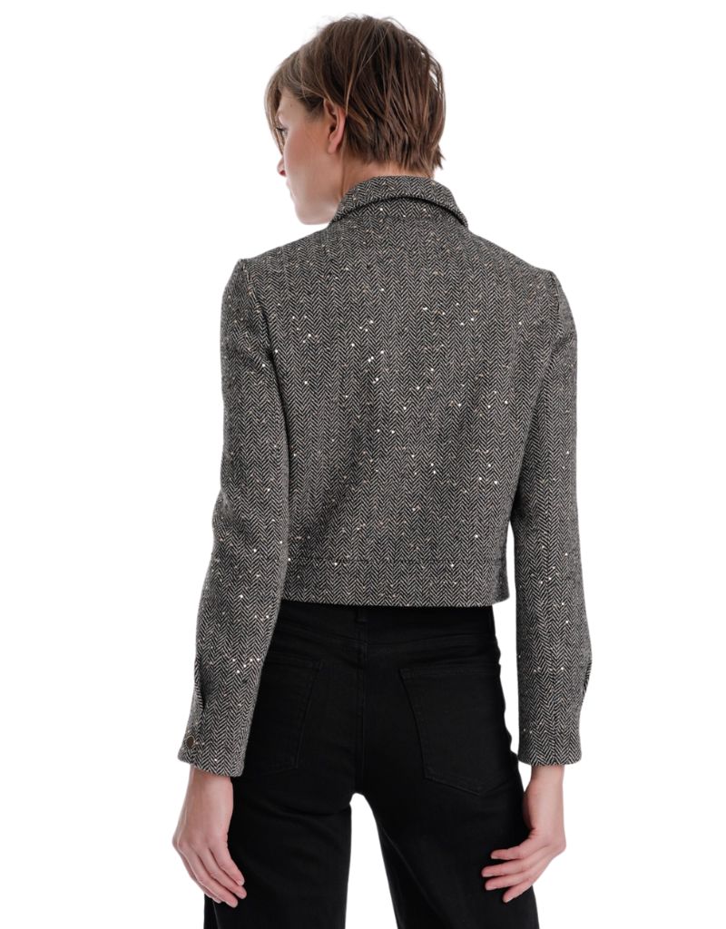 Clara Cropped Jacket Sequin Tweet