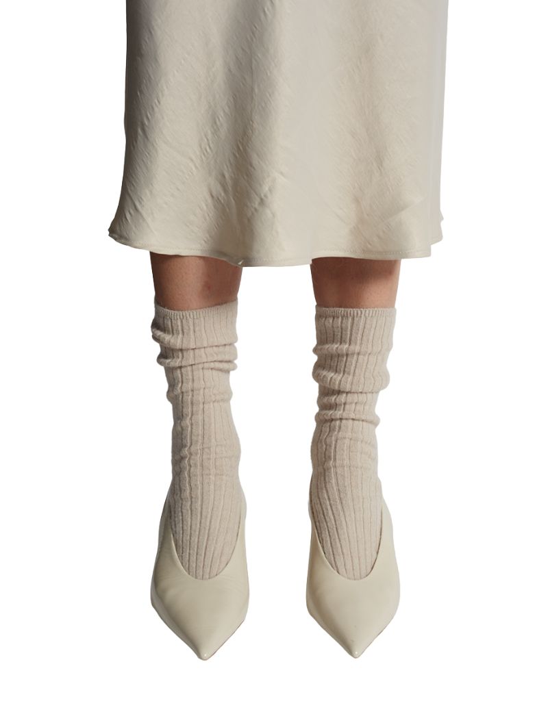Ali Ribbed Sock Nude