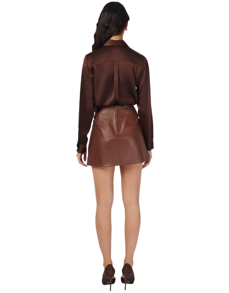 Cillian Genuine Leather Mini Skirt Mousse
