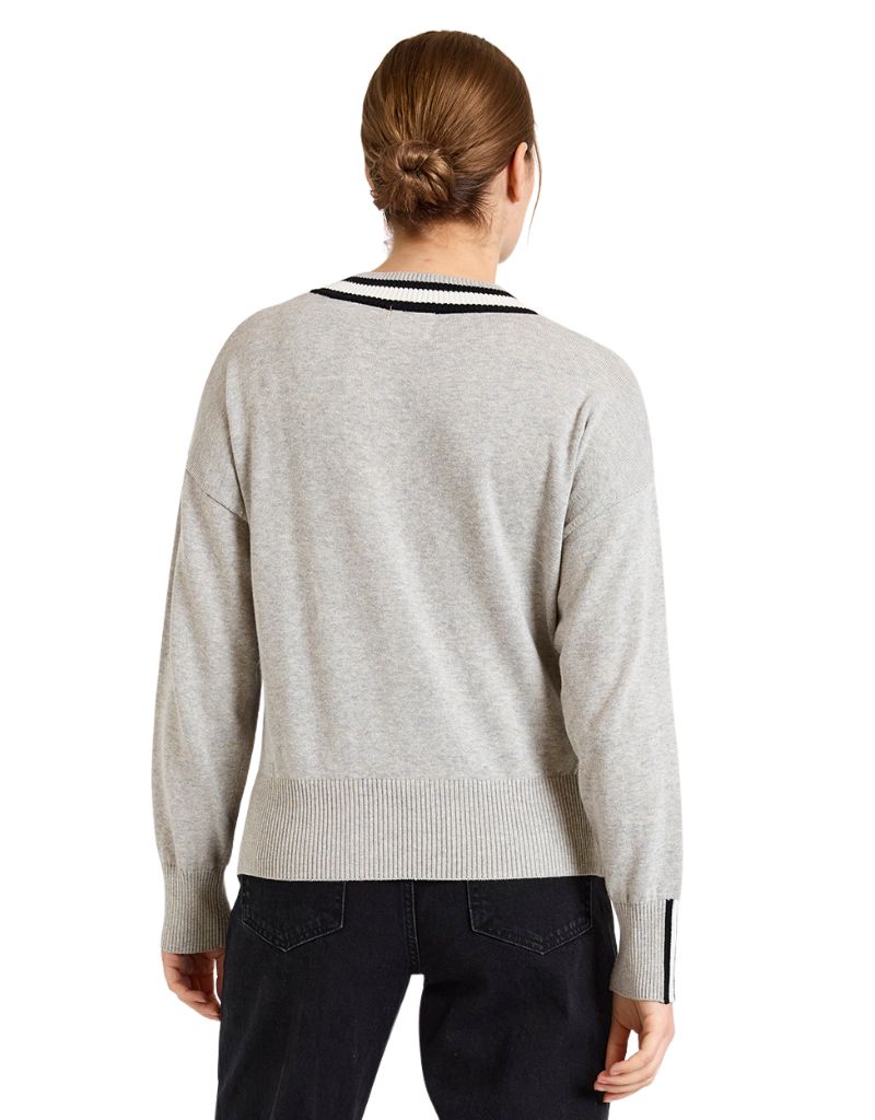 Wispr Valerie Stripe V Grey Haze Ivory Black