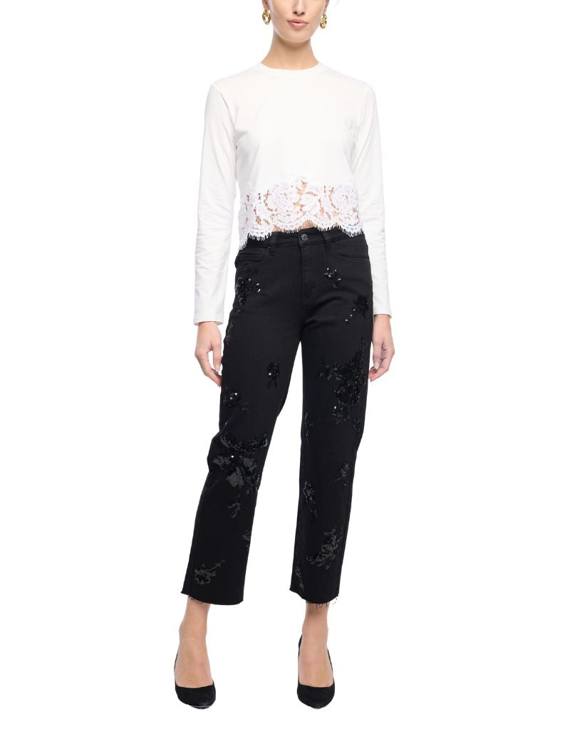 Bella Sequin Embellished Jeans Black
