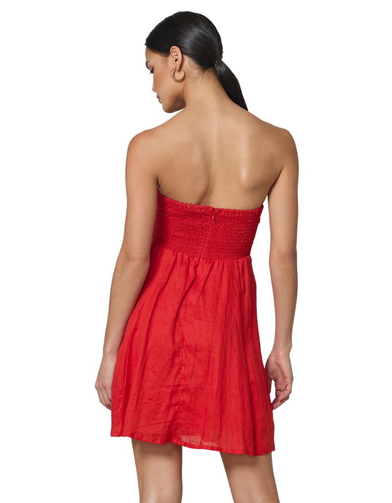 Talia Linen Mini Dress Rouge