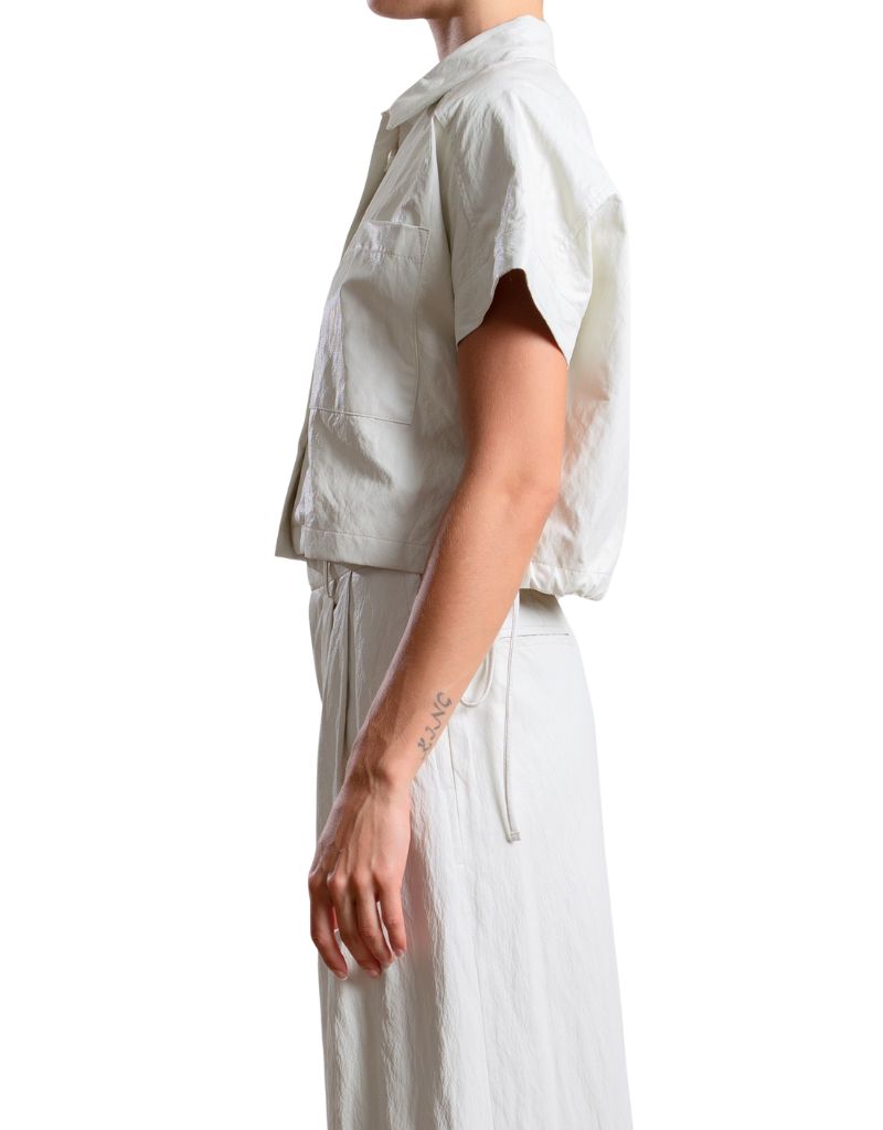 Zoey Shirt in Faux Leather Ivory
