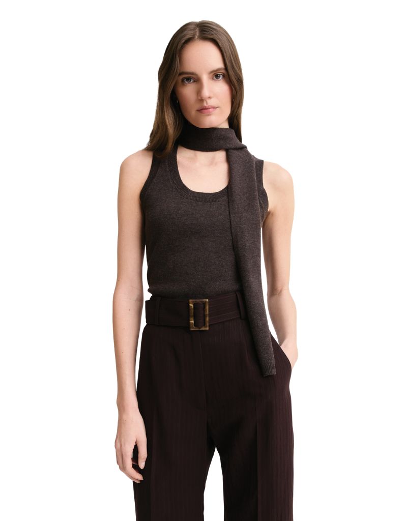 Scarf Tank Top Chocolate Brown Knit F26