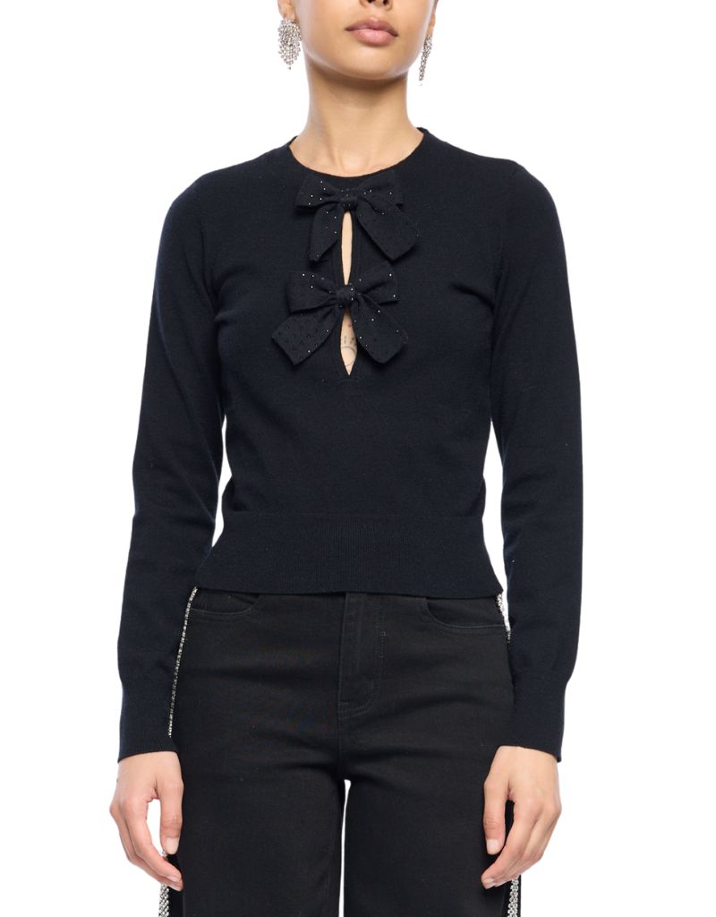 Salome Crystal Bow Sweater Black