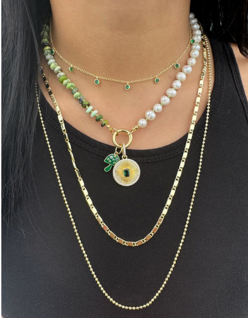 Half Green Pukka Pearl Necklace