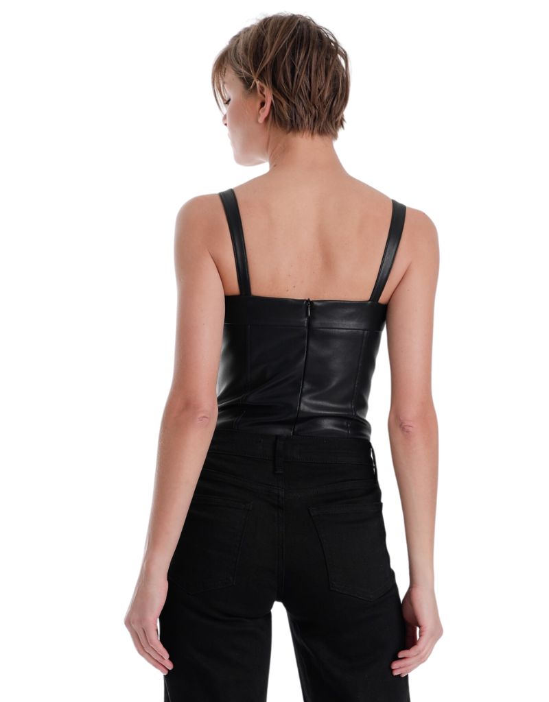 Natalie Vegan Leather Bodysuit Black