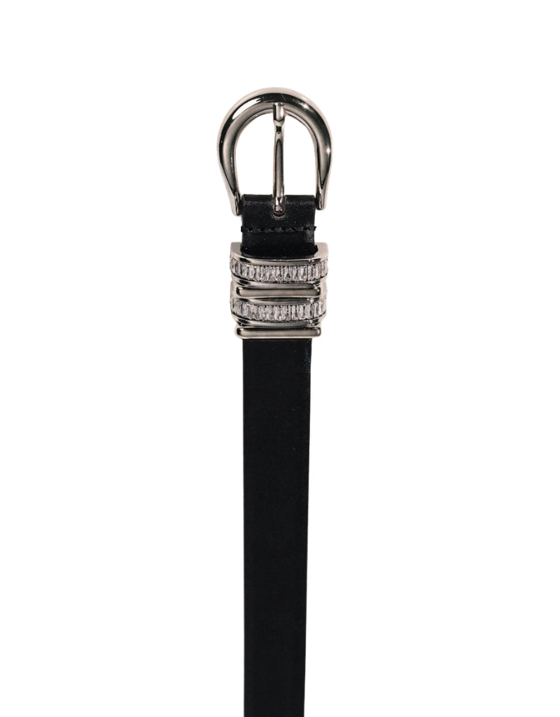Crystal Hollyhock Belt Black Silver