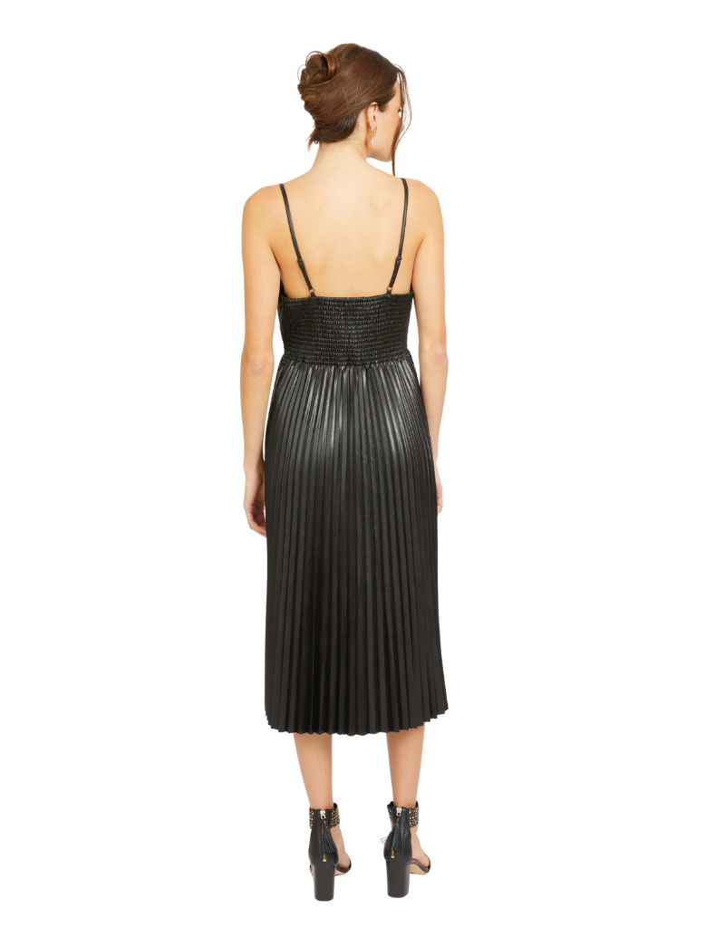 Genevieve Dress in Black Vegan Leather