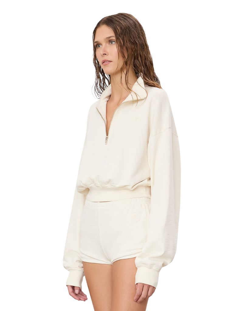 Cropped Half-Zip Sweatshirt Bone