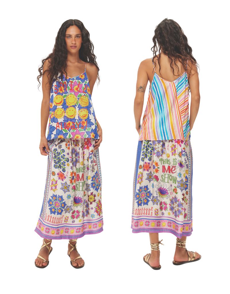 Vanessa Printed Midi Skirt Markers