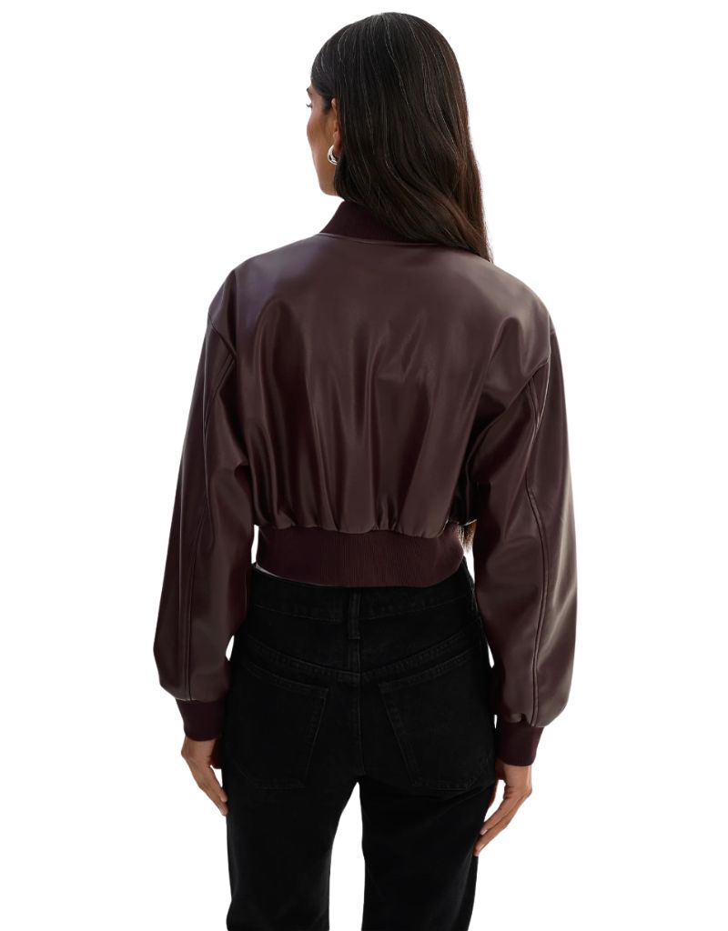 Evelin Faux Leather Cropped BomberJacket Vamp F26