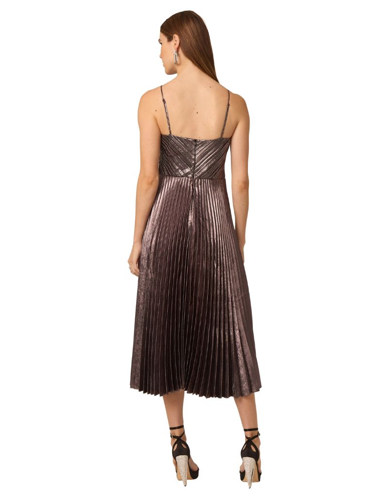 Indie Dress Silver Metallic Pleating