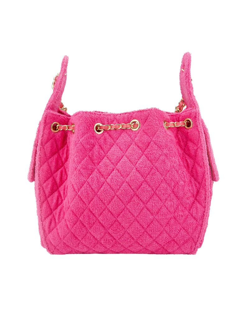 Cruz Terry Bucket Tote in  Fuchsia Large