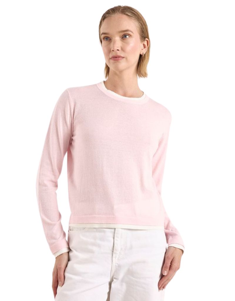 Wispr Double Contrast Trim Crew Ballerina Ivory