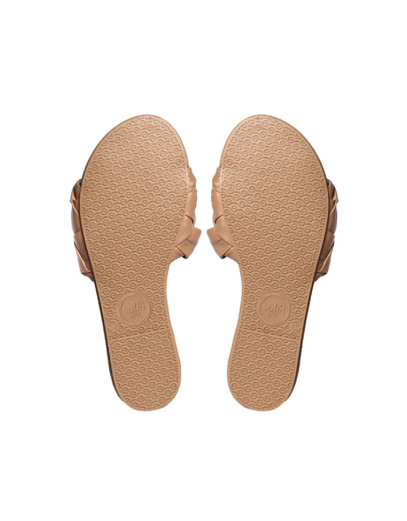 Vanetta Woven Strap Slide Camel