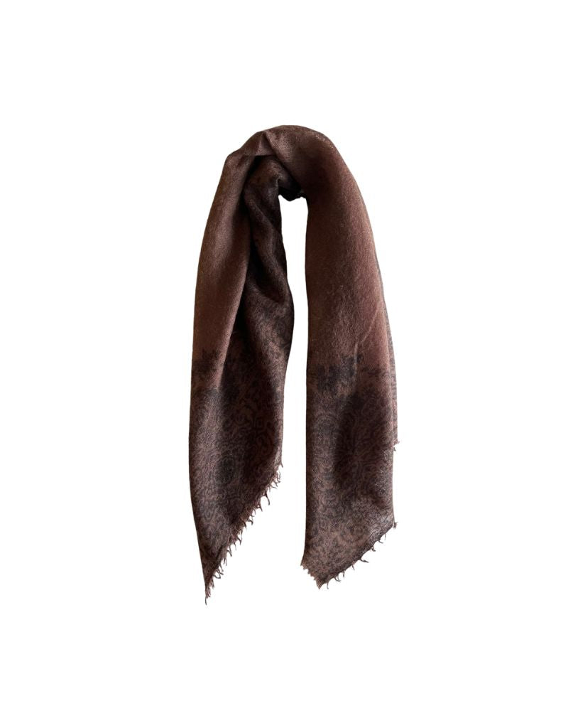 Cashmere Whisper Paisley Neckerchief Chocolate Charcoal