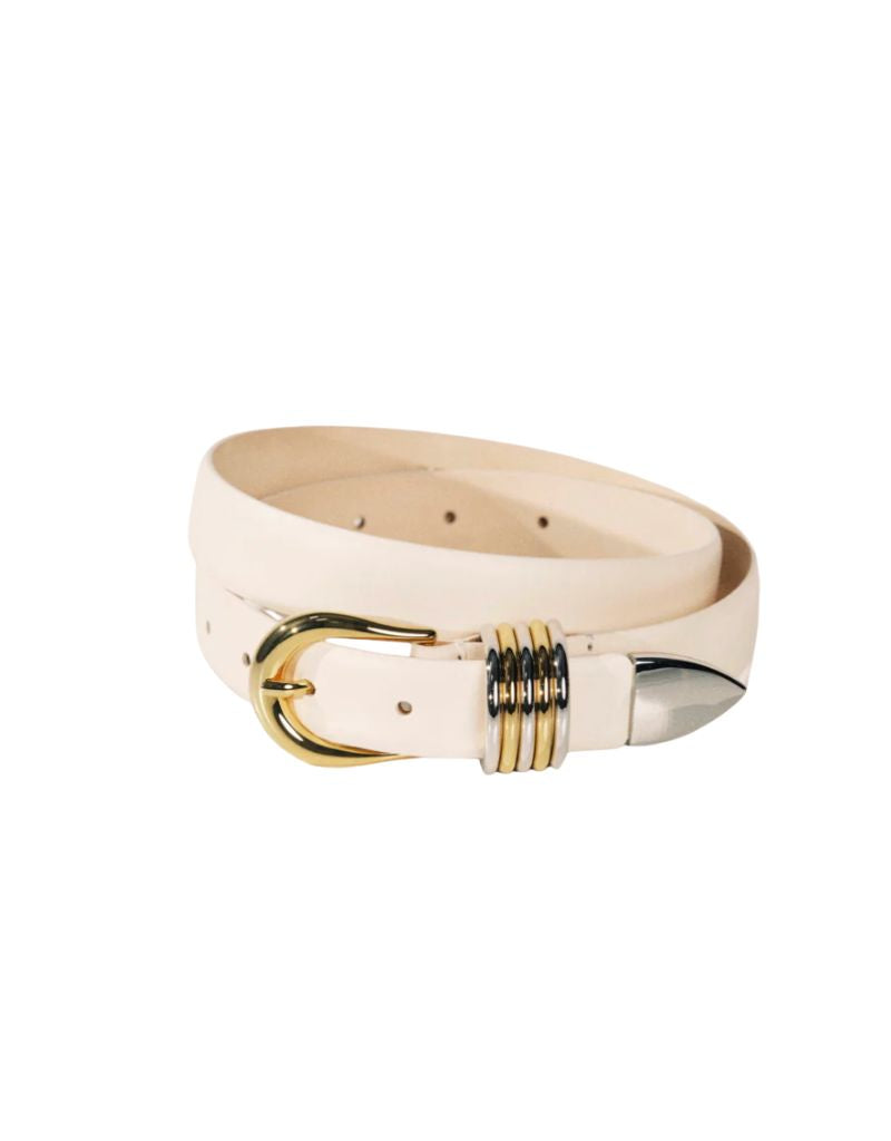 Hollyhock Mixed Metal Belt Ivory Silver & Gold
