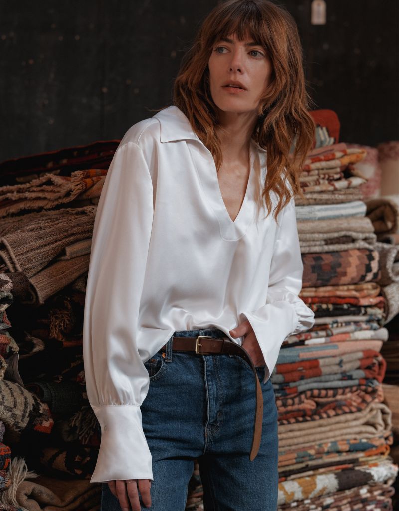 The Victorian White Sueded Silk