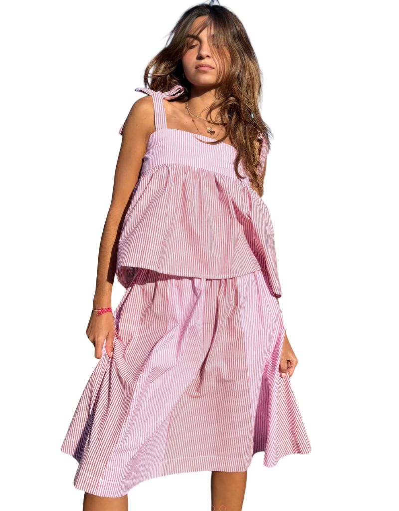 Skirt Rayures Red Fushia