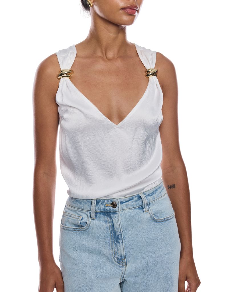 Fawn Hammered Blouse White