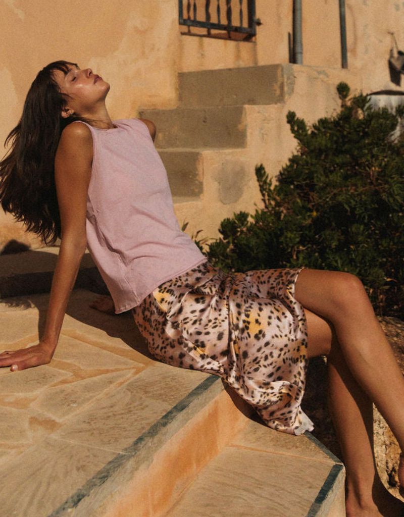 Siena Slip Skirt Blush Leopard